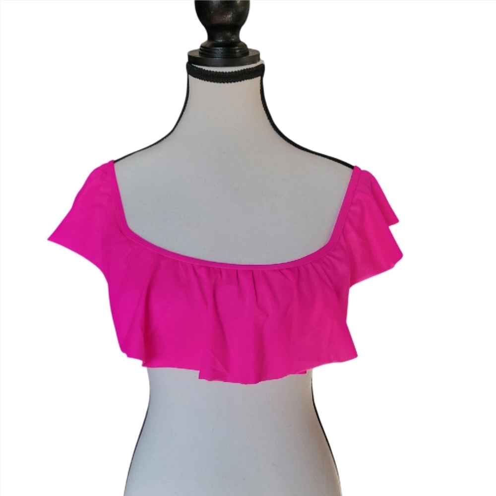 Victoria's Secret Pink Ruffled On/Off-Shoulder Bikini Top Size Small